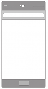 Wireframe of a mobile phone to act as a template for creating a paper prototype of a mobile phone app