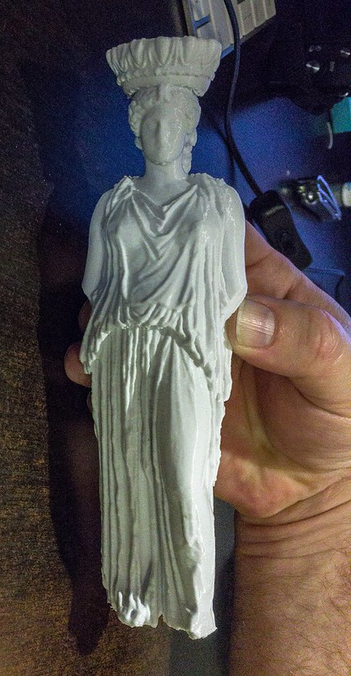 3D printed miniature model of a caryatid from the Parthenon